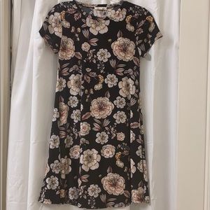 Black and floral shift dress